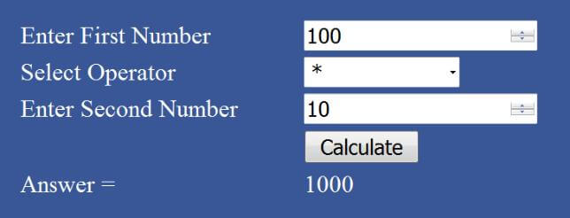 Simple Calculator using PHP answer