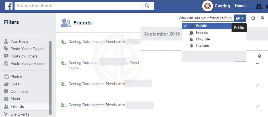 Activity log on facebook settings that is public mode