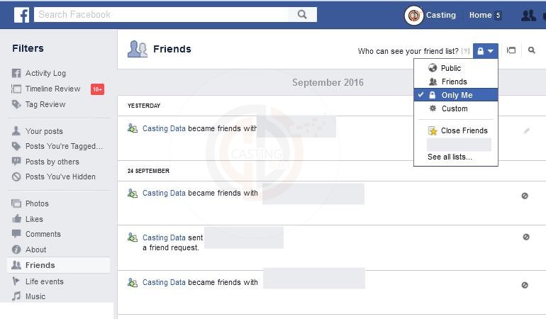 Activity log on facebook settings that is private mode