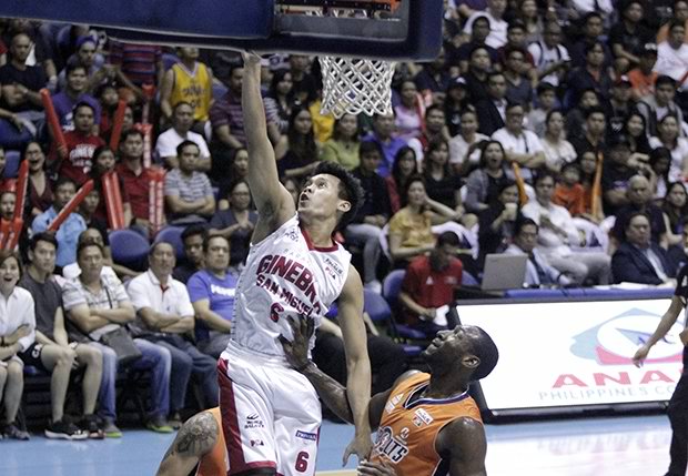 scottie thompson going to layup in game 2 Ginebra even the series (1-1) after a tight game 2 of the finals