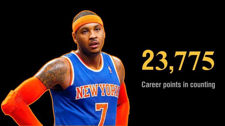 Carmelo Anthony moved 25th place in scoring leader of all time