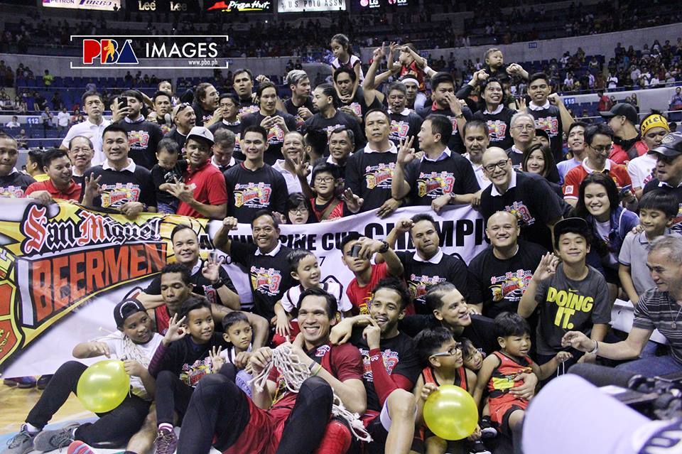 San Miguel Beermen captured Perpetual Trophy, Bernardino Trophy, PBA images