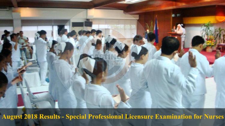 August 2018 Results - Special Professional Licensure Examination for Nurses