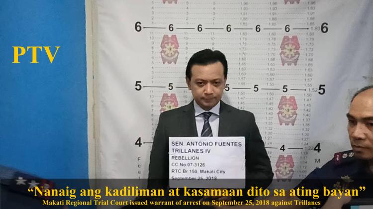 Makati Trial Court issued Warrant of arrest against Senator Antonio Trillanes