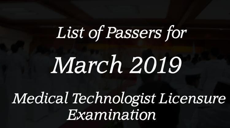 List of Passers for March 2019 Medical Technologist Licensure ...