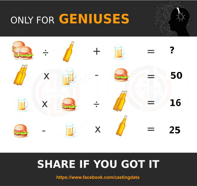 Math Puzzle about Burger and Drinks with glasses: First Logic